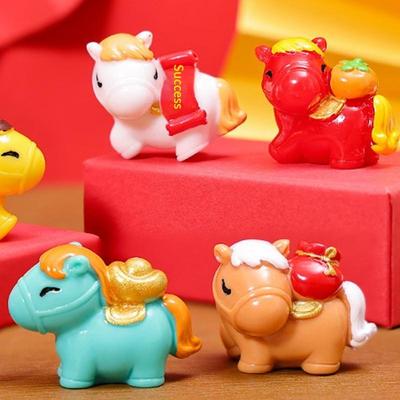 2026 Year Figurines Miniatures Cartoon Resin Lucky Horse Micro Landscape Ornaments Home Desk Decorations