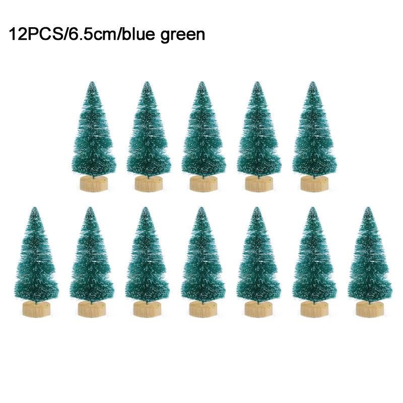 12pcs Mini Christmas Tree Pine Tree DIY Christmas Decorations For Home Table Navidad Xmas Ornaments New Year Decor Kids Gift