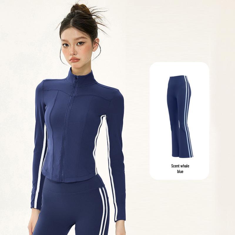 Women’s Autumn/Winter Yoga Suit: Slimming Stand Collar Zipper Jacket with Long Sleeves for Running, Training, and Fitness