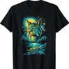 Bobcat Wildlife Vintage 90s Forest Moon Nature Art T-Shirt