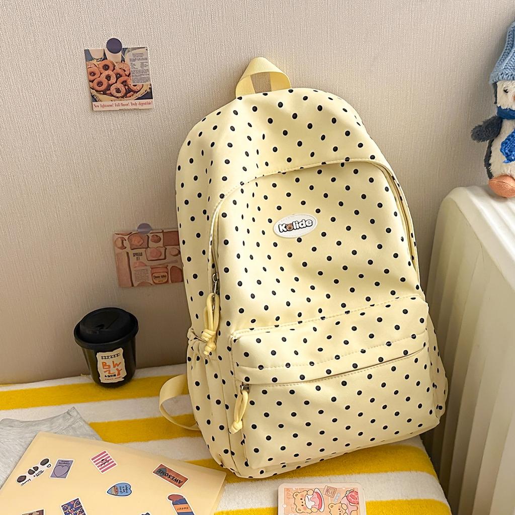 Schoolbag backpack Korean simple polka dots sweet wind early high school students commute light burden student backpack