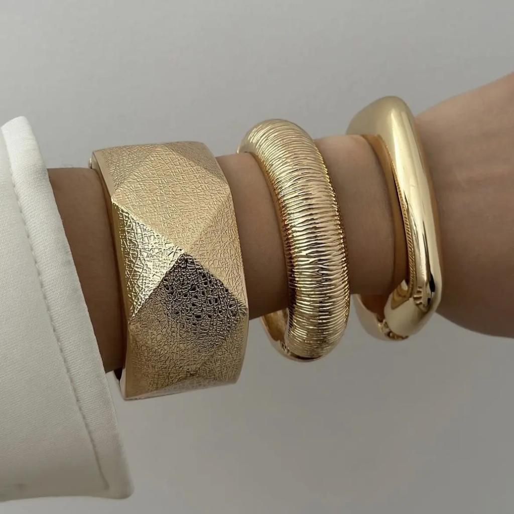 Exaggerated Punk Irregular Wide Cuff Bangle Vintage Geometric Metal Bracelets Bangles For Women Men Jewelry Accessories