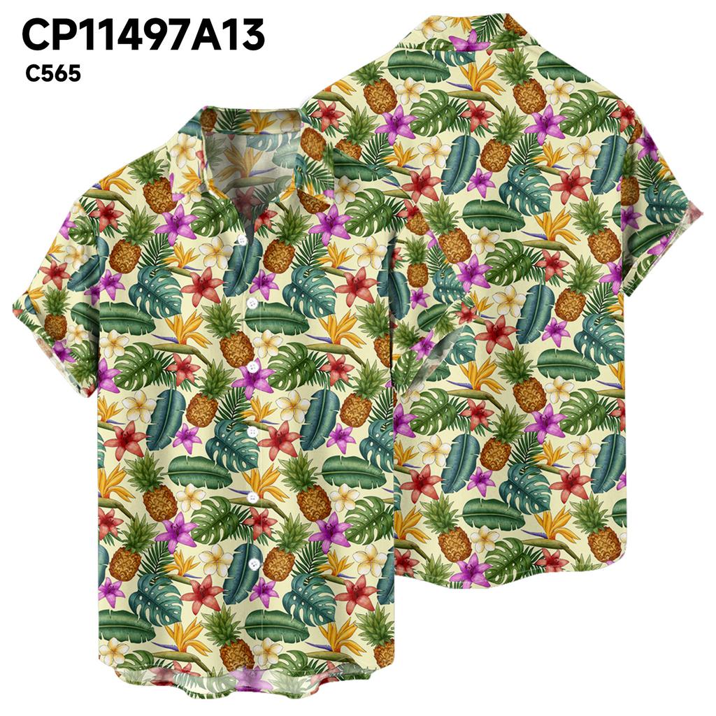 Summer Hawaiian Style Multi-color Printed Cardigan Men's Short Sleeved Shirts