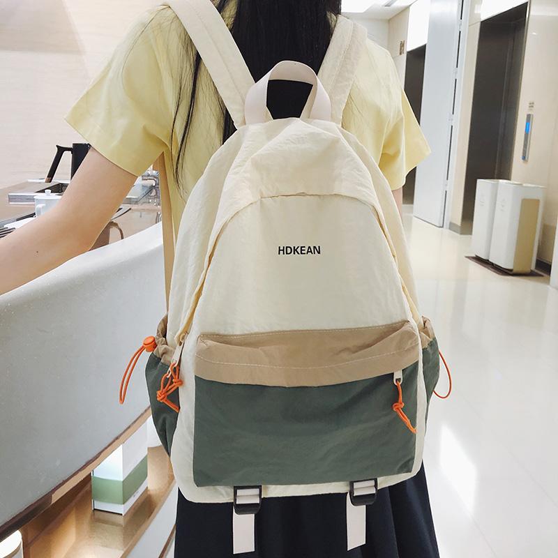 Lightweight Commuter Backpack College Style Large Capacity Schoolbag Women's Contrast Color Backpack