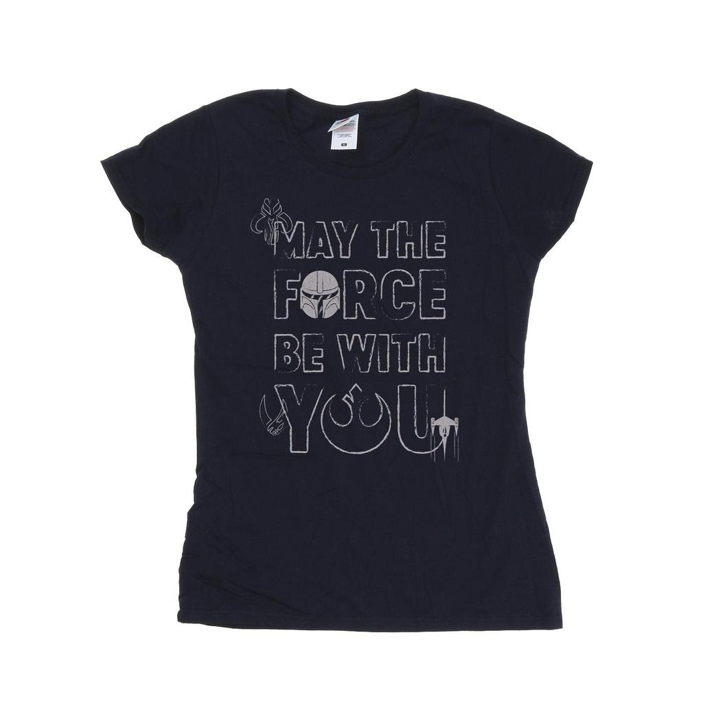 STAR WARS Womens/Ladies The Mandalorian May The Force Mando Cotton T-Shirt