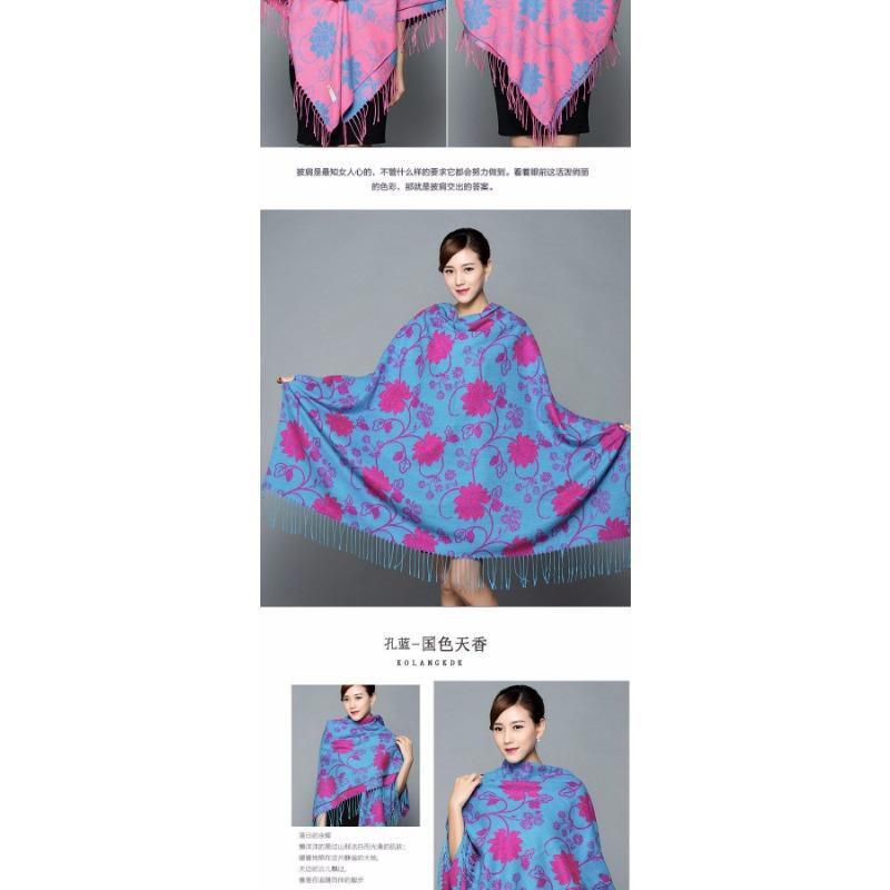 Women S Vintage Ethnic Floral Faux Cashmere Scarf Warm Large Shawl