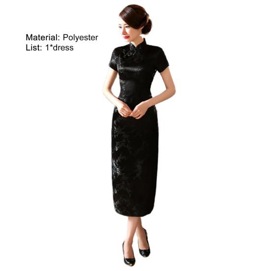 Lady Petticoats Plus Size Cheongsam Chinese Style Vintage Satin Exquisite Summer Qipao for Stage Show