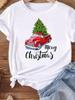 (Asian Size) lovely happy new year Women's Top T Tee merry Christmas festival O-neck Clothing  Print Fashion ladies Graphic T-shirts