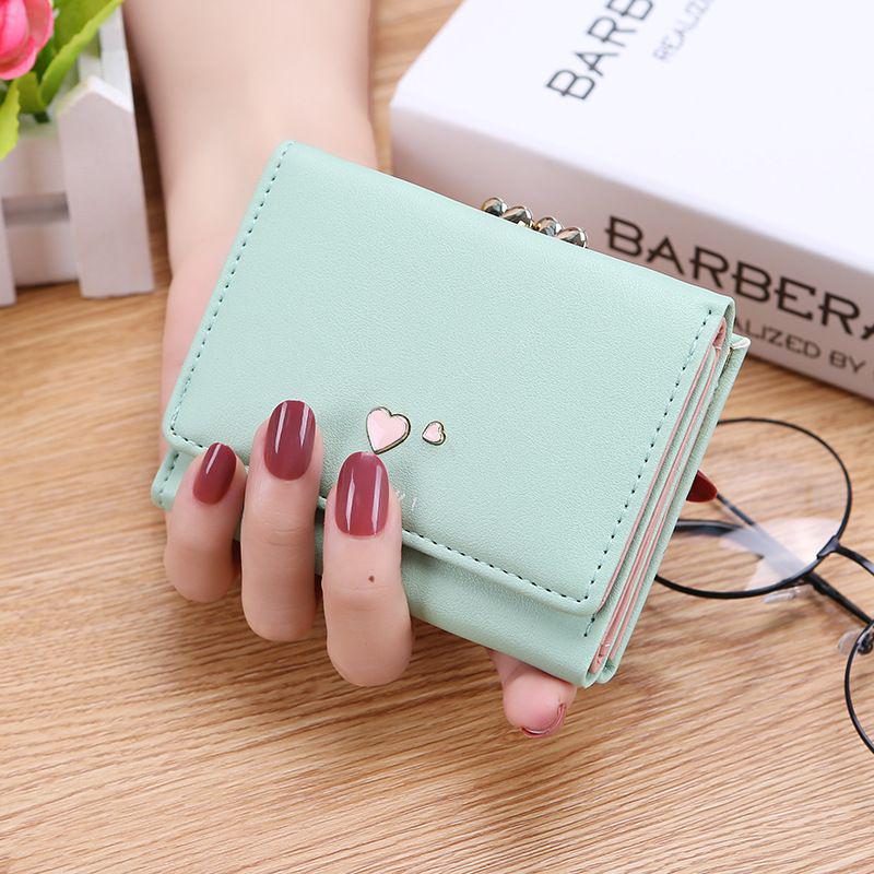 Korean Style Mini Tri-Fold Coin Purse: Fashionable Dual-Use Card Holder & Wallet for Female Students