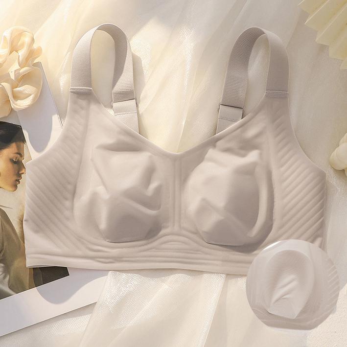 Underwear Women's Summer Thin No Trace Rabbit Ear Bra Large Size Double Breasts Anti Sagging Bra