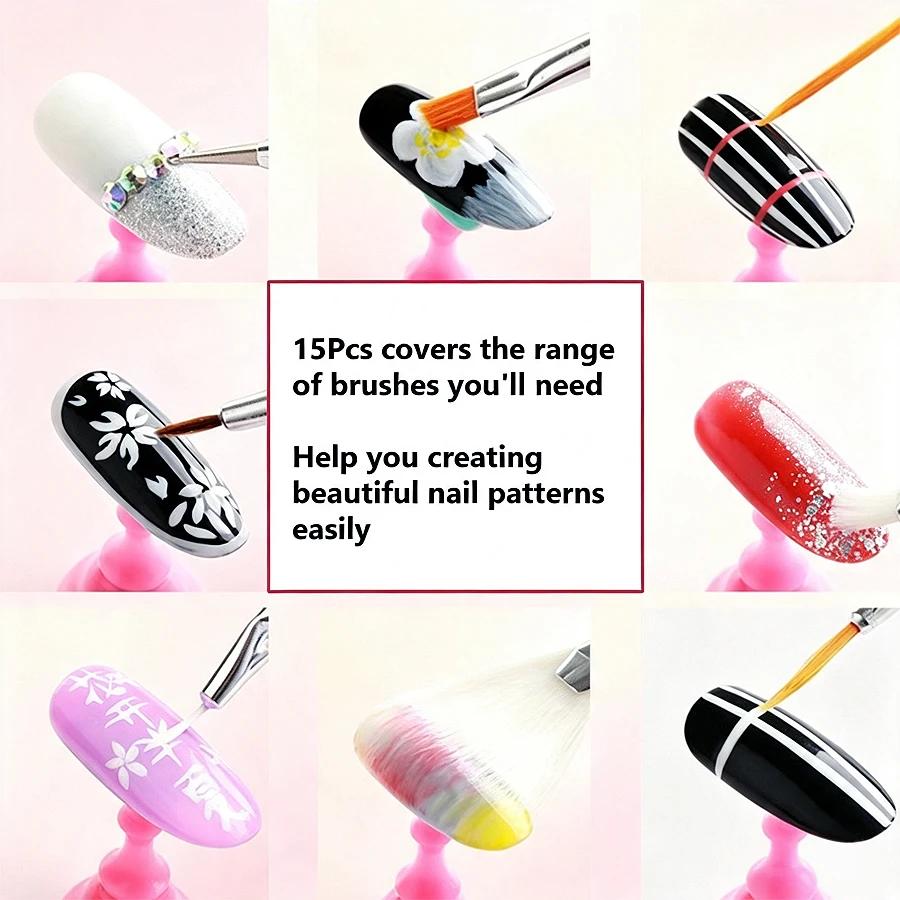 15Pcs Fine Detail Paint Brushes Set, Detail Painting Liner Brushes for Nail Art, Models, Miniatures, Acrylic Watercolor Oil Pain