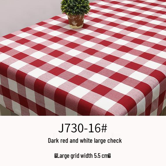Plaid Cotton Linen Tablecloth and Cushion Fabric Set