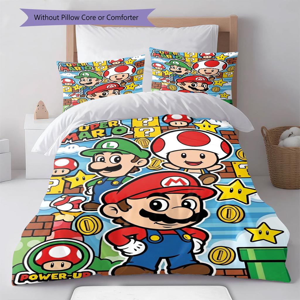 Hide Mario Tube Bedding Quilt Set Quilt Cover Pillowcase Home Decoration Birthday Gift (1 * duvet cover + 2 * pillowcase, without core)