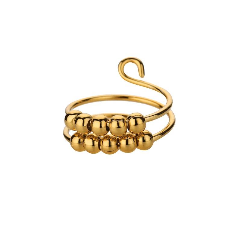 Hot-selling spiral beads can be rotated to relieve anxiety opening ring k gold simple men's and women's bead ring