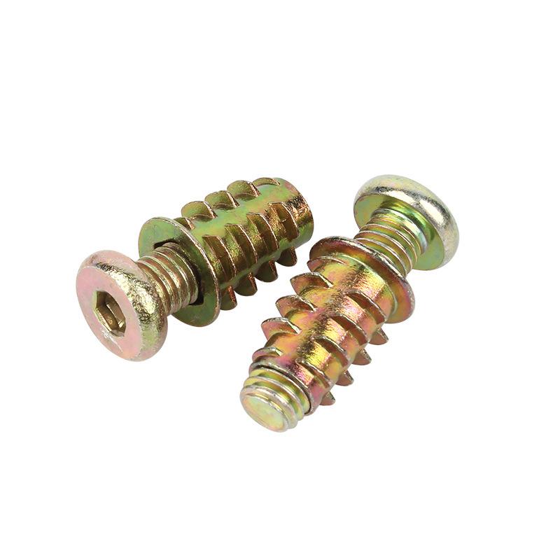 Flat Head Hex Socket Screws & Pre-embedded Nut Set for Wooden Bed Connectors