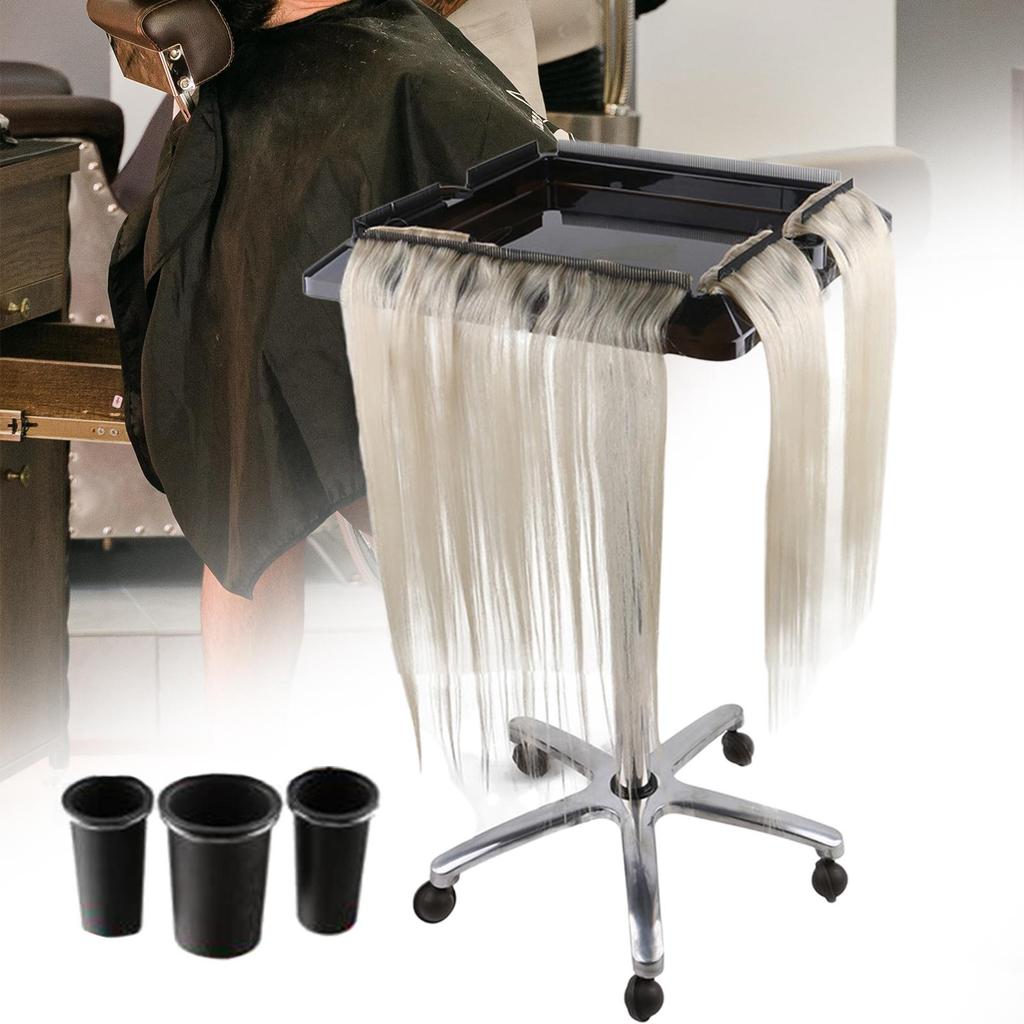 1 Piece Hair Salon Tray Cart Mobile Storage Trolley Adjustable Height Metal Removable Tool Holder