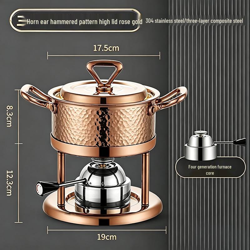 304 Stainless Steel Single-Person Hot Pot with Inflatable Gas Stove for Home, Commercial, and Camping Use