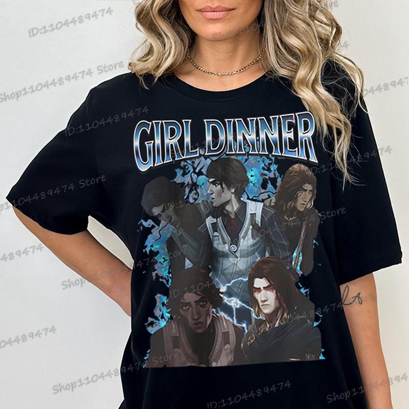 Viktor Arcane Girl Dinner T-shirt League of Legends Classic Street Style Top Clothing Women/Men Lol Fan Gift Anime Apparel Shirt