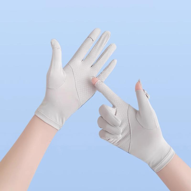 1 Pair Sun Protection Gloves One Size Sunscreen Breathable Anti-Uv Cooling Fabric Slip Gloves For Outdoor Cycling Driving