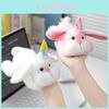 Birthday Hat Cute Prone Posture Rabbit Plush Doll Toy For Decoration Desktop