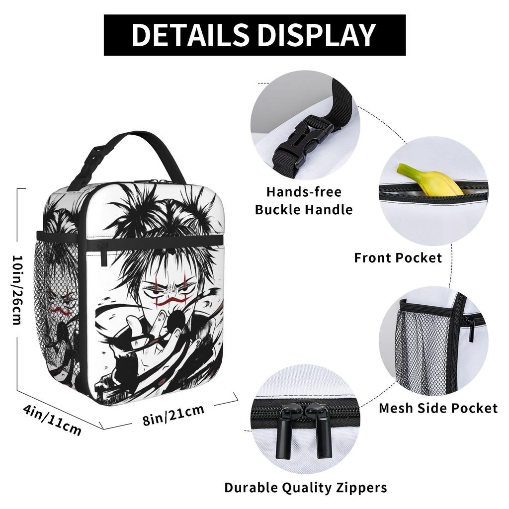 Choso Insulated Lunch Bag Portable Jujutsus Kaisens Anime Reusable Cooler Bag Tote Lunch Box School Travel Food Handbags