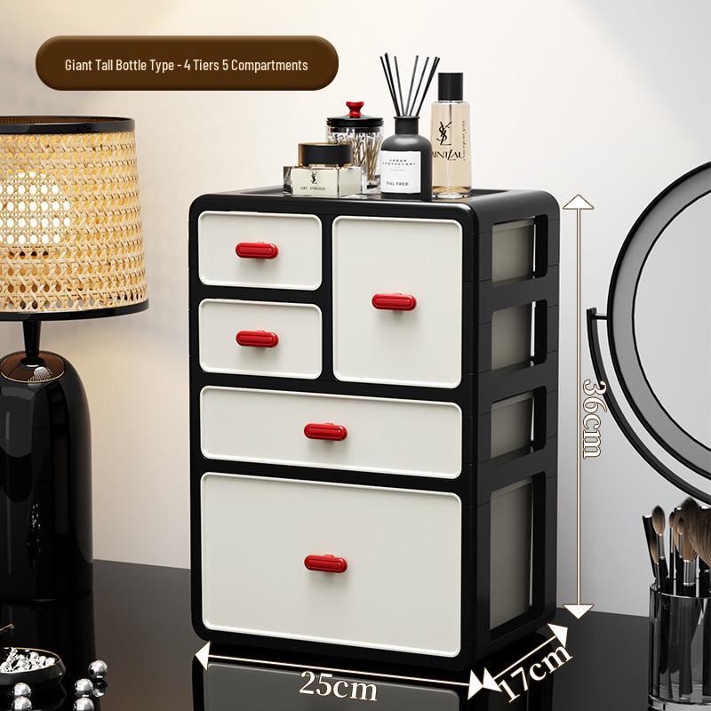 Retro-Style Plastic Cosmetic Storage Cabinet with Drawers