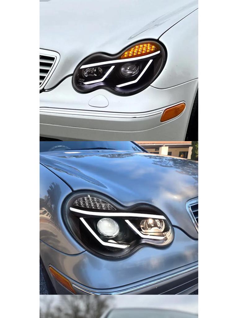 2000-2006 Mercedes-Benz C-Class W203 C200K LED Projector Headlights with DRL & Turn Signals