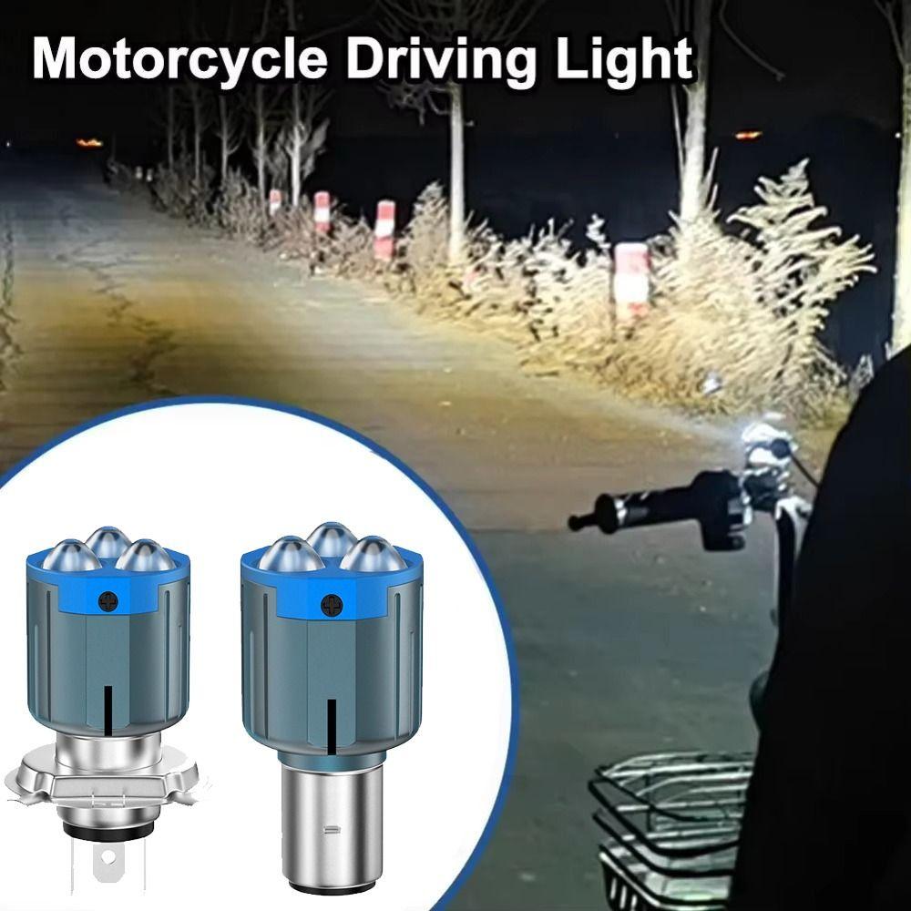 High Low Beam LED Motorcycle Headlight 3 Lens Motorbike Spotlight  Electric Motorcycle