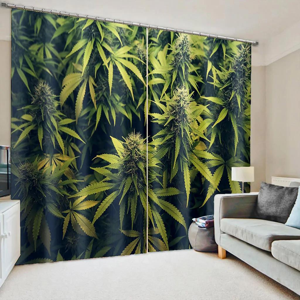 2 stuks Tropische Plant Cactus Gordijnen Bladerpatroon Botanisch Bedrukt Gordijnroedezak Raambekleding Voor Woonkamer Keuken