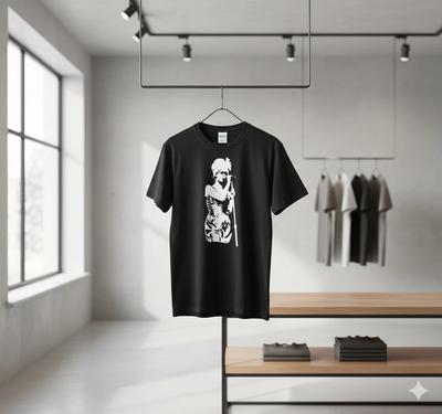 Blondie Debbie Harry Mikrofon Silhouette Schwarzes T-Shirt - T094