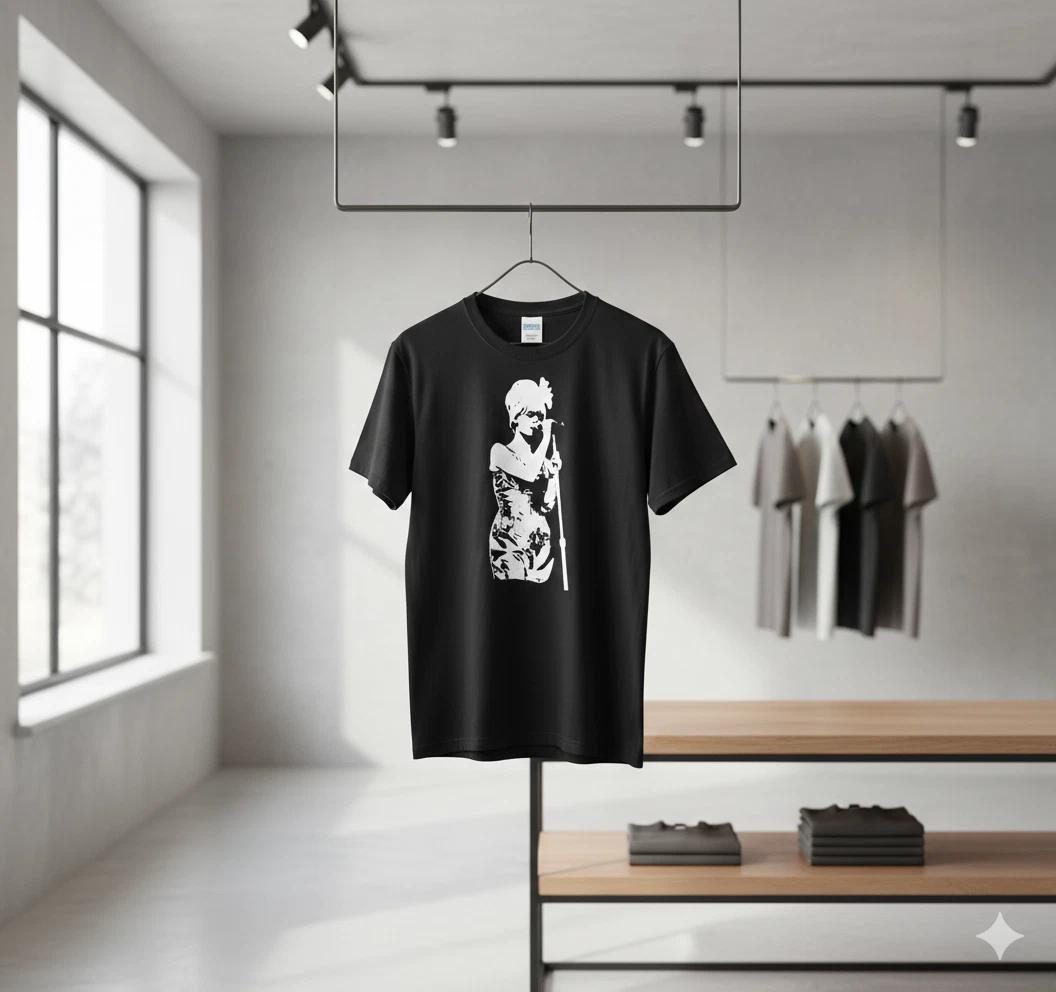 Blondie Debbie Harry Microphone Silhouette Black T-Shirt - T094 4XL