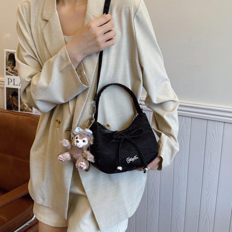 Solid Color 2026 New Large Capacity Bow Bags, Fashionable And Versatile Underarm Shoulder Bag, Casual Commuting Women'S Handbag