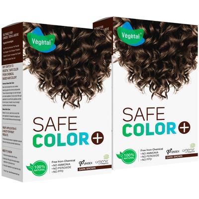 Vegetal Safe Color+ Natural Hair Colour, Dark Brown 50g.- Chemical-Free, No Ammonia, No Peroxide, 2 Pack