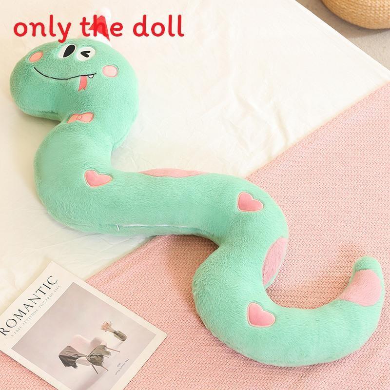 

Cartoonbirthday Hat Decor And Bow Heart Pattern Cartoon Snake Pillow With Embroidered Design For Girls Sleep Bed Decor 60cm зелёный