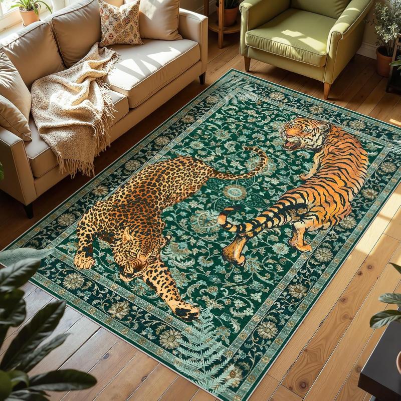 Tapis de zone léopard bohème pour salon et chambre à coucher, Tapis antidérapant pour bureau, Tapis de salle à manger, Décoration de maison