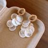 LATS Flower Pearl Stud Earrings Korea Elegant Temperament White Petal Earrings for Women Wedding Party Jewelry Gifts