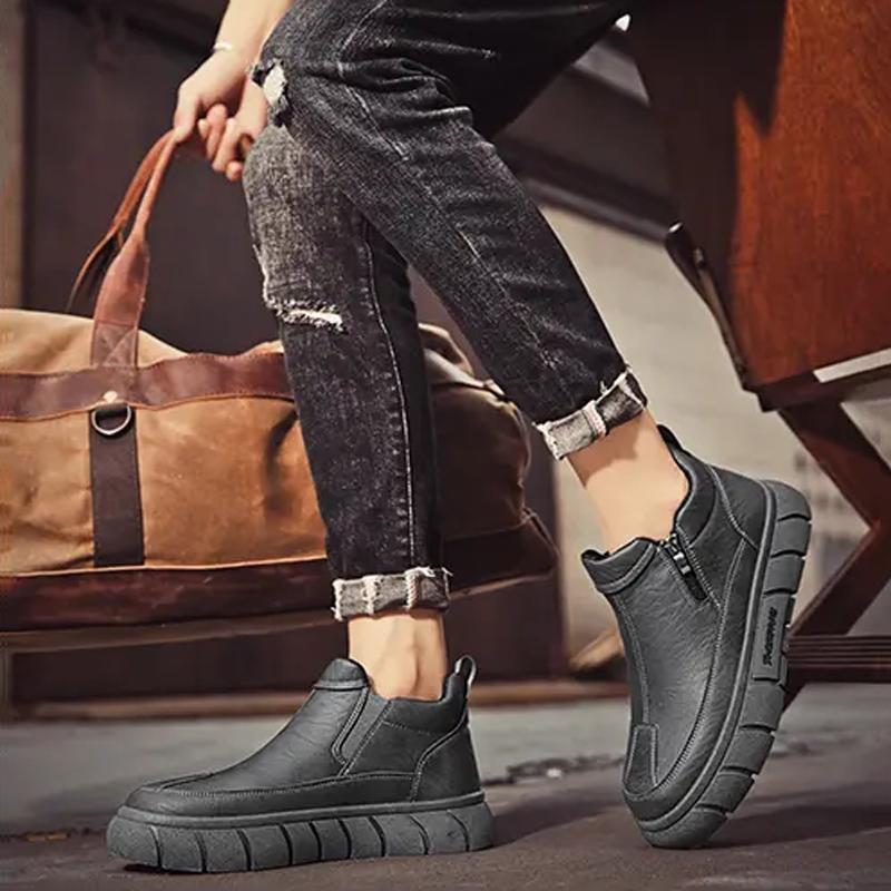 Men's Ankle Boots Autumn Fashion Versatile Casual Shoes Tooling Boots Comfortable Outdoor Male Sports Walking Shoes with Zippers