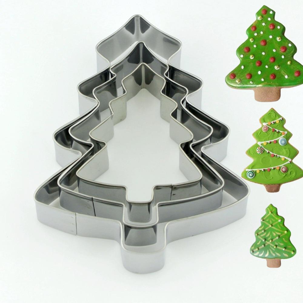 3pcs Christmas Stainless Steel Christmas Pastry Tree Mold for DIY Cake Chocolate Mold Kitchen Baking Tools Baking Pastry Dessert