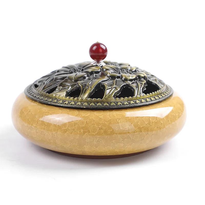 Y Duża podstawka na spirale przeciw komarom Salon kadzielnica na patyczki zapachowe Smok drzewo sandałowe ceramika z pokrywką dom ognioodporna stożkowa kadzielnica