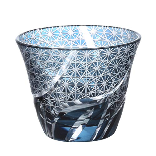 

Kiriko Cold Tea Glass Cup Traditional Craft Dishwasher Safe [QD-324] (Ink Blue)
