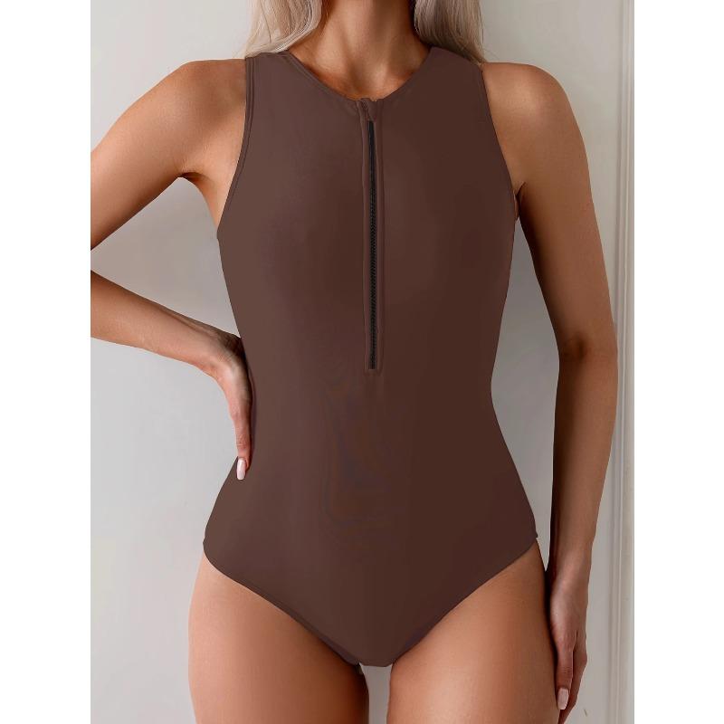 Costume da Bagno Sportivo Aderente Donna Pezzo Unico Zip Costume da Bagno Femminile Sexy Costumi da Bagno Costumi da Bagno Costumi da Bagno da Spiaggia XXL