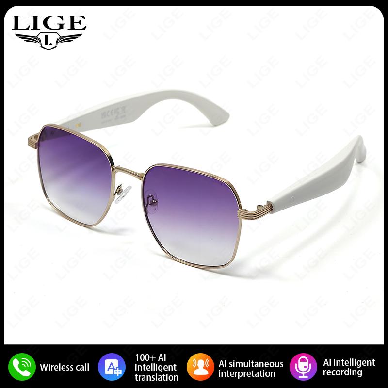 AI Intelnt Translation Glasses 100+ Online Language Bluetooth Call Earphones Smart Glasses Men Women Anti-UV Sunglasses