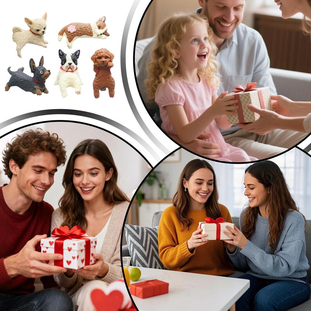 5PCS cute fun mini dog figurines, edge dog figurines, car dashboard center console edge accessories, computer edge desktop decor