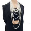 Modern Round Pearls With Ring Chain Layering Necklace Earrings Gift Pack Evening Wear Stone Accessories For Her
