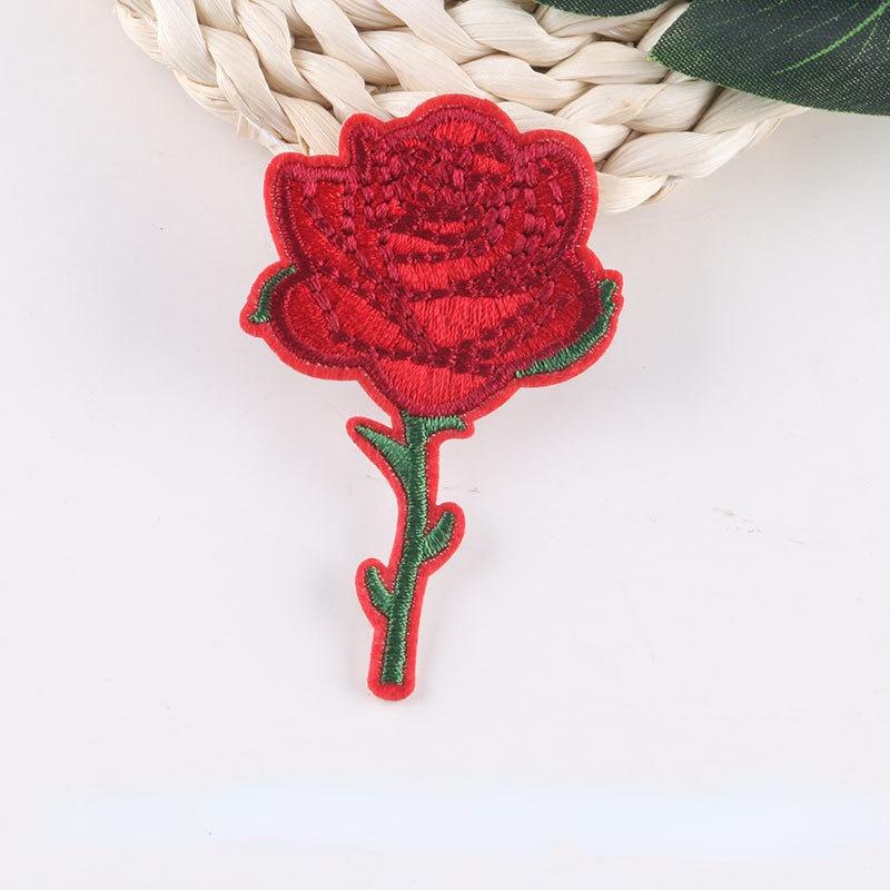 11Pcs/Set Embroidery Rose Flower Sew Iron on Home Patch Badge Bag Hat Dress Applique Rose Patch