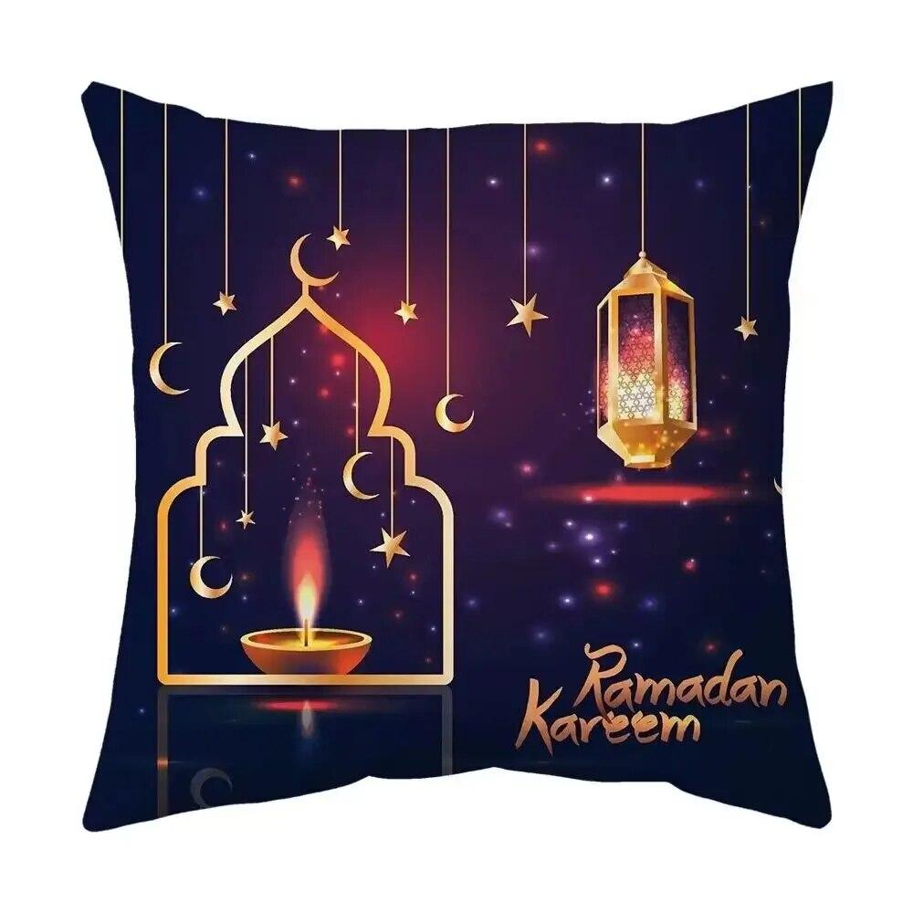 2024 Eid Mubarak Pillowcase Short Plush Comfortable Cushion Cover Islamic Ramadan Decorative Mosque Muslim Pillowcase Gift