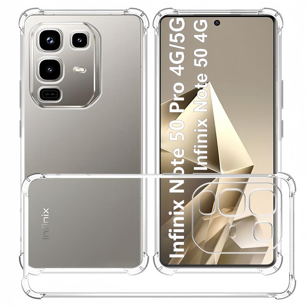 Transparent TPU Phone Case for Infinix Note 50 Pro Plus 50S 50X,Non-Yellowing Shockproof Protective,Anti-Scratch-Clear