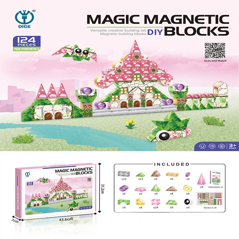DiGe Geometric Magnetic Blocks - Building Blocks for Construction Vehicles & Castles - Children's Toys