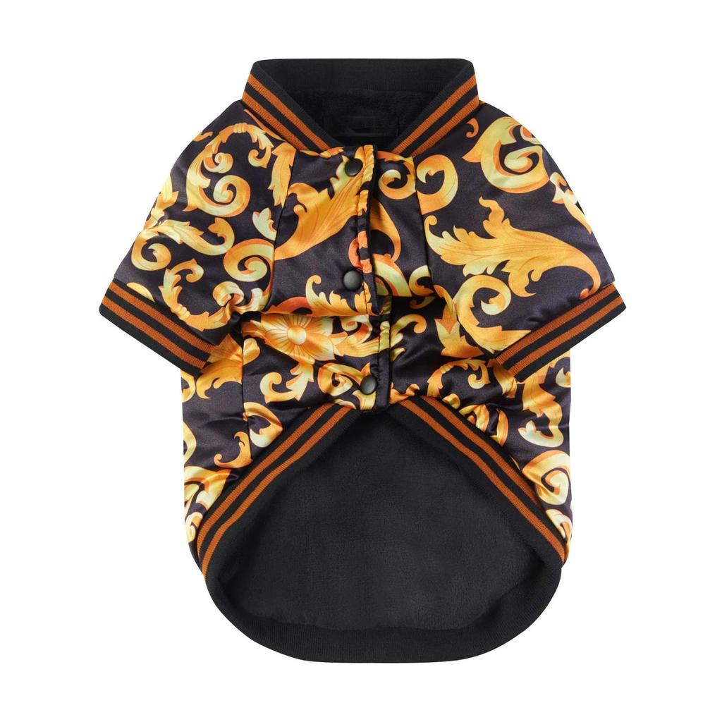 DualPet Hundekleidung für Französische Bulldogge, Hundejacke mit Goldstickerei, Mantel, warme Hundekleidung, Welpen-Outfit aus Baumwolle, Ropa Para Perro