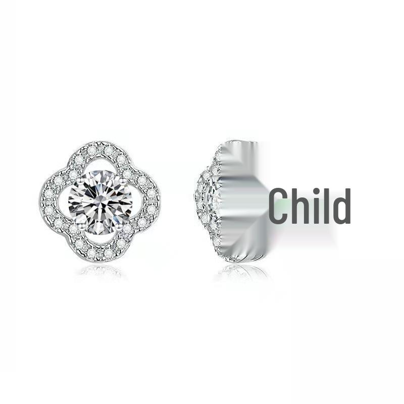 Moissanite Four-Leaf Clover Diamond Stud Earrings for Women - European and American Style